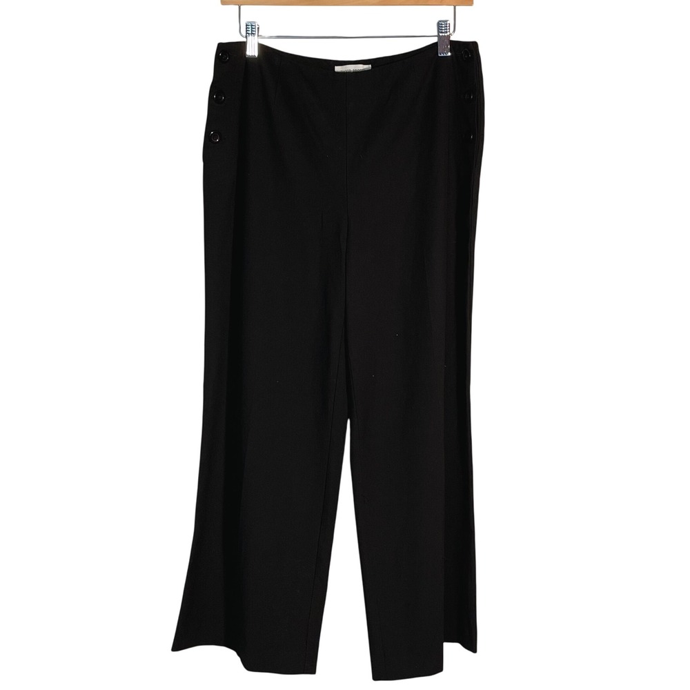 DAVID BROOKS Black Wide Leg Sailor Button Accent‎ Dress Pants Women's Size 8